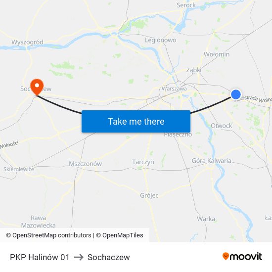 PKP Halinów to Sochaczew map