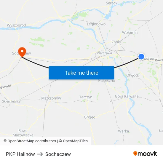PKP Halinów to Sochaczew map