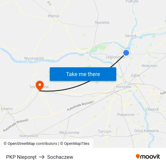 PKP Nieporęt to Sochaczew map
