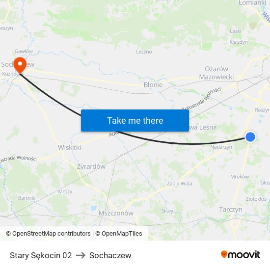 Stary Sękocin 02 to Sochaczew map