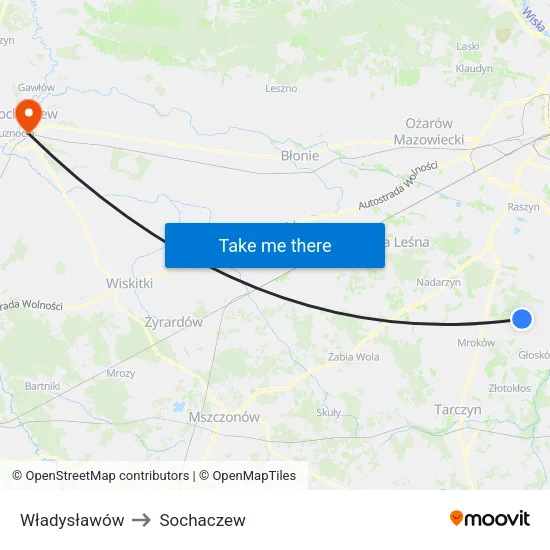 Władysławów to Sochaczew map