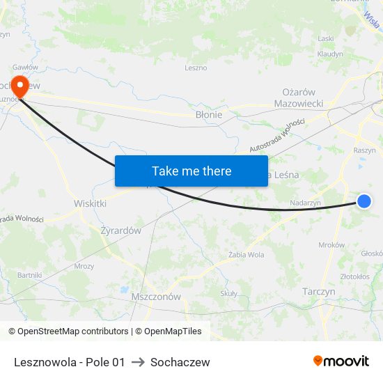 Lesznowola - Pole 01 to Sochaczew map