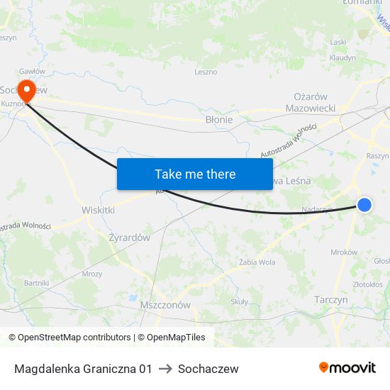 Magdalenka Graniczna to Sochaczew map