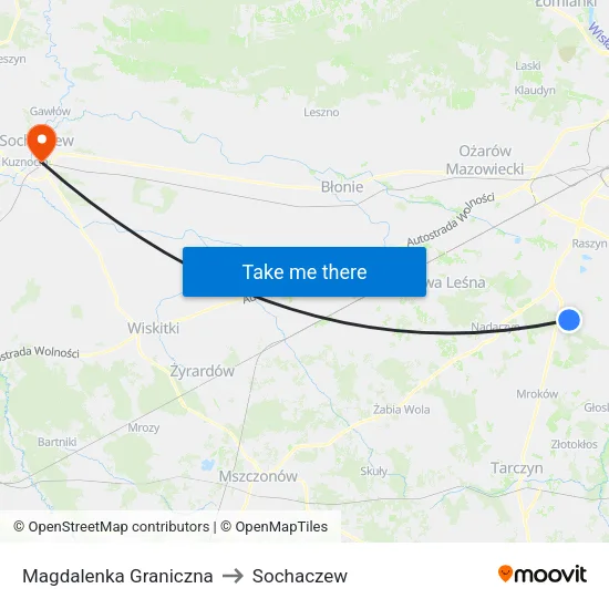 Magdalenka Graniczna to Sochaczew map