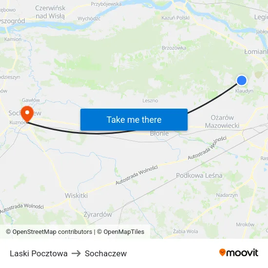 Laski Pocztowa to Sochaczew map