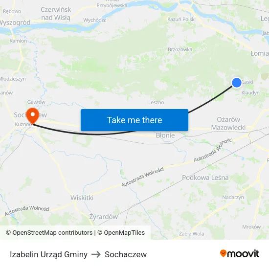 Izabelin Urząd Gminy to Sochaczew map