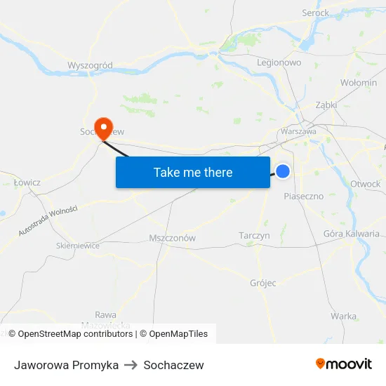 Jaworowa Promyka to Sochaczew map