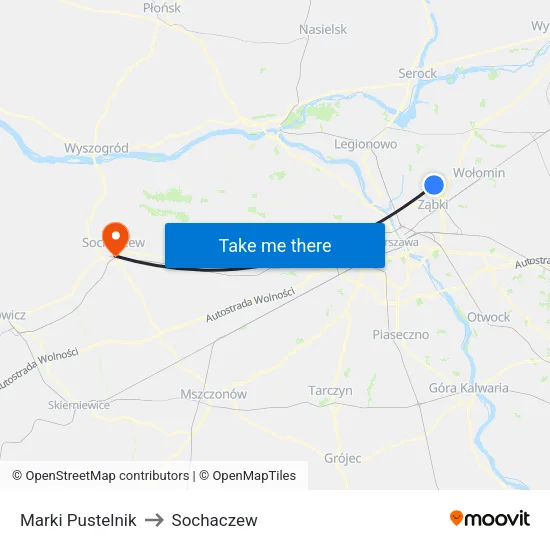 Marki Pustelnik to Sochaczew map