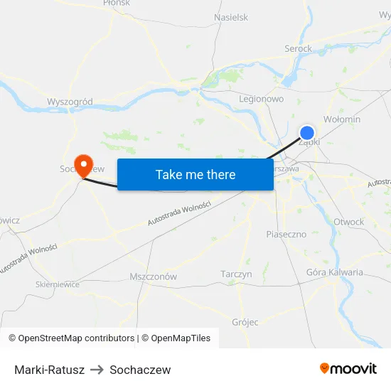 Marki - Ratusz to Sochaczew map