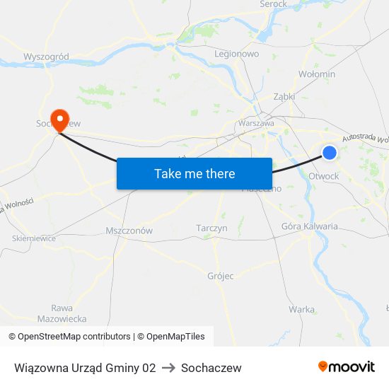 Wiązowna Urząd Gminy 02 to Sochaczew map