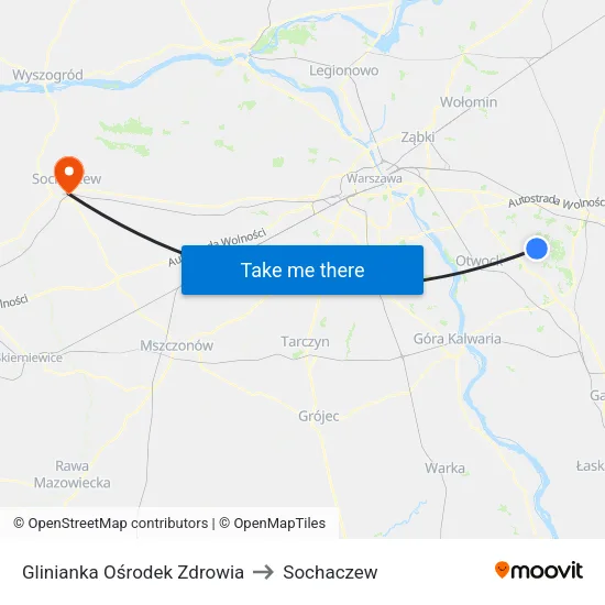 Glinianka Ośrodek Zdrowia to Sochaczew map