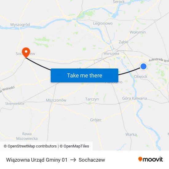 Wiązowna Urząd Gminy 01 to Sochaczew map