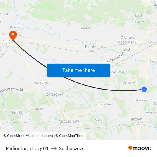 Radiostacja Łazy 01 to Sochaczew map