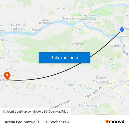 Arena Legionowo 01 to Sochaczew map