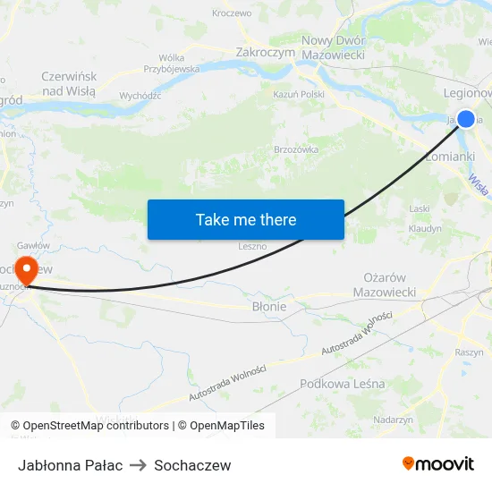 Jabłonna Pałac to Sochaczew map