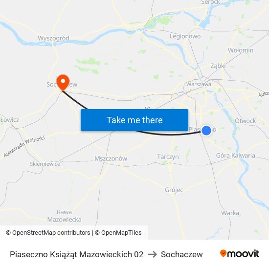 Piaseczno Książąt Mazowieckich 02 to Sochaczew map