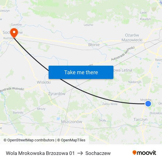 Wola Mrokowska Brzozowa 01 to Sochaczew map