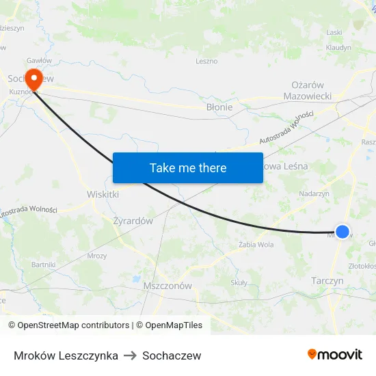Mroków Leszczynka to Sochaczew map