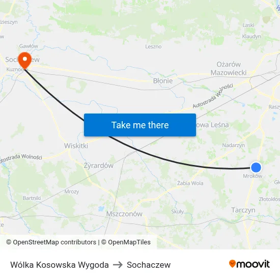 Wólka Kosowska Wygoda to Sochaczew map