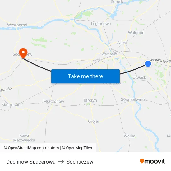 Duchnów Spacerowa to Sochaczew map