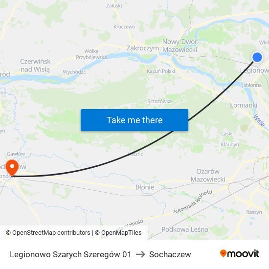 Legionowo Szarych Szeregów 01 to Sochaczew map