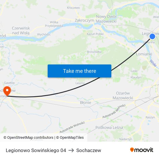 Legionowo Sowińskiego 04 to Sochaczew map