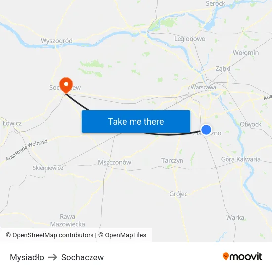 Mysiadło to Sochaczew map