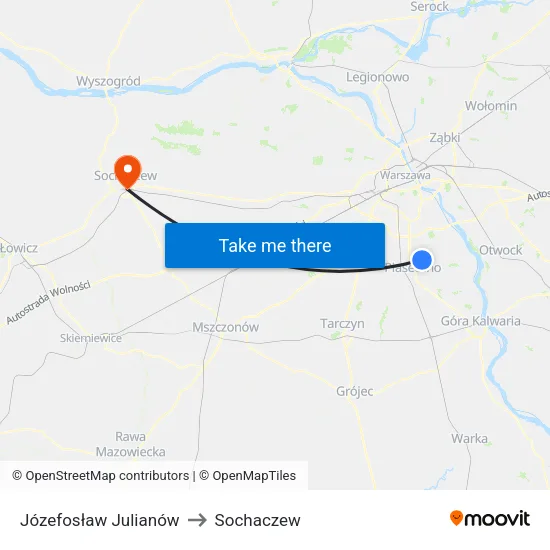 Józefosław Julianów to Sochaczew map