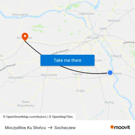 Moczydłów Ku Słońcu to Sochaczew map