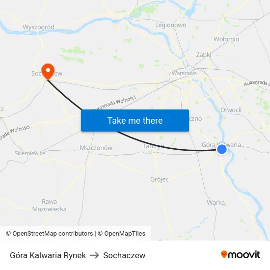 Góra Kalwaria Rynek to Sochaczew map