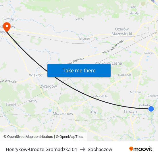 Henryków-Urocze Gromadzka 01 to Sochaczew map