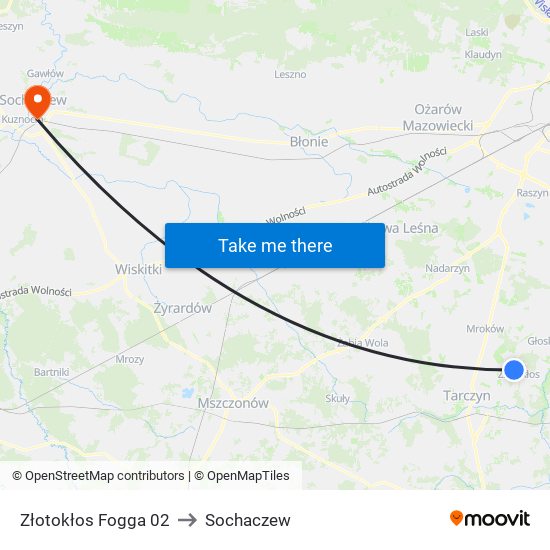 Złotokłos Fogga to Sochaczew map