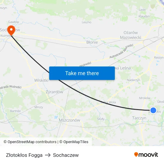 Złotokłos Fogga to Sochaczew map