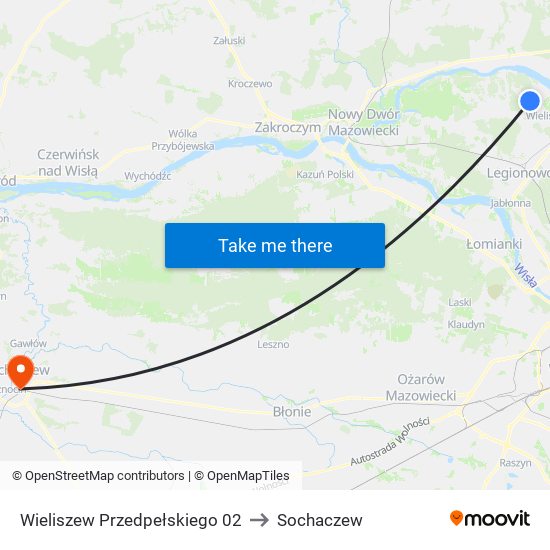 Wieliszew Przedpełskiego 02 to Sochaczew map