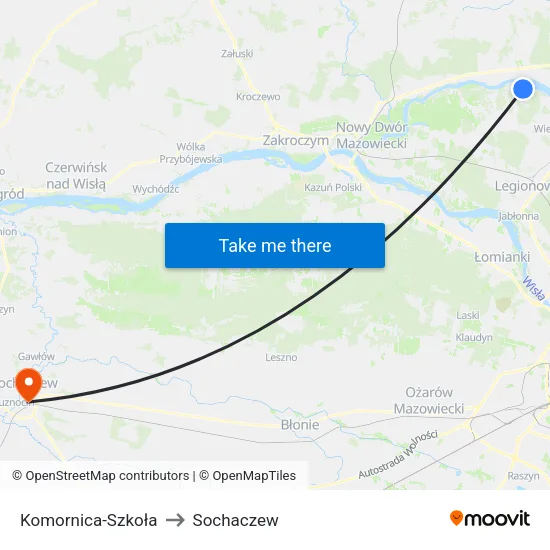 Komornica - Szkoła to Sochaczew map