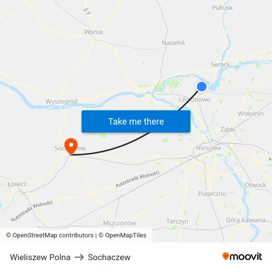 Wieliszew Polna to Sochaczew map