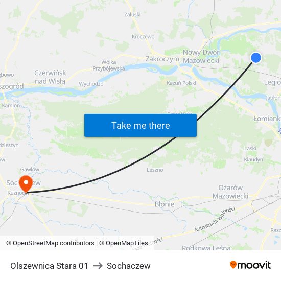 Olszewnica Stara 01 to Sochaczew map