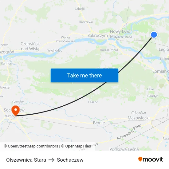 Olszewnica Stara to Sochaczew map