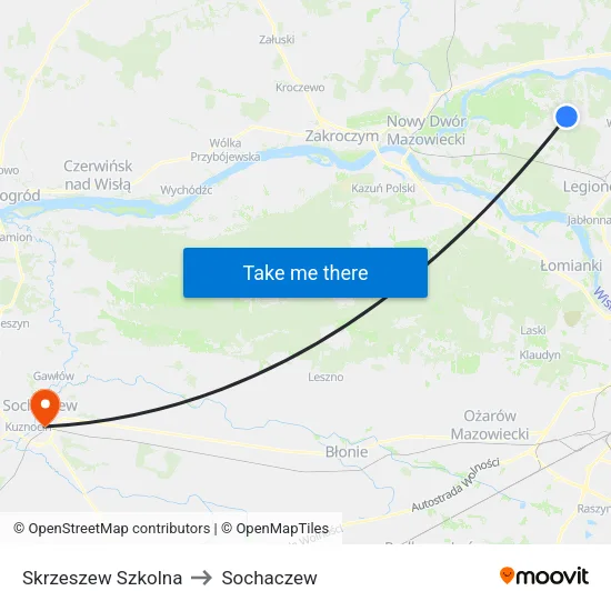 Skrzeszew Szkolna to Sochaczew map