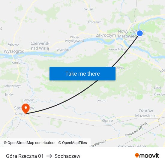 Góra Rzeczna 01 to Sochaczew map