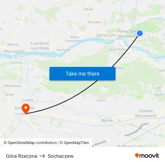 Góra Rzeczna to Sochaczew map
