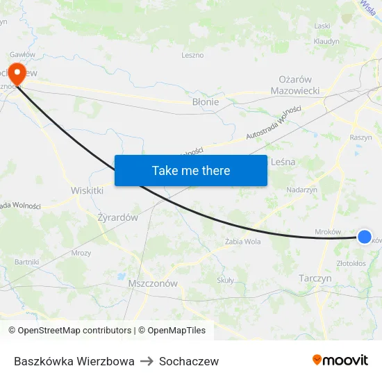 Baszkówka Wierzbowa to Sochaczew map