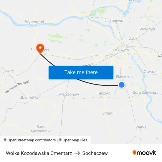 Wólka Kozodawska Cmentarz to Sochaczew map