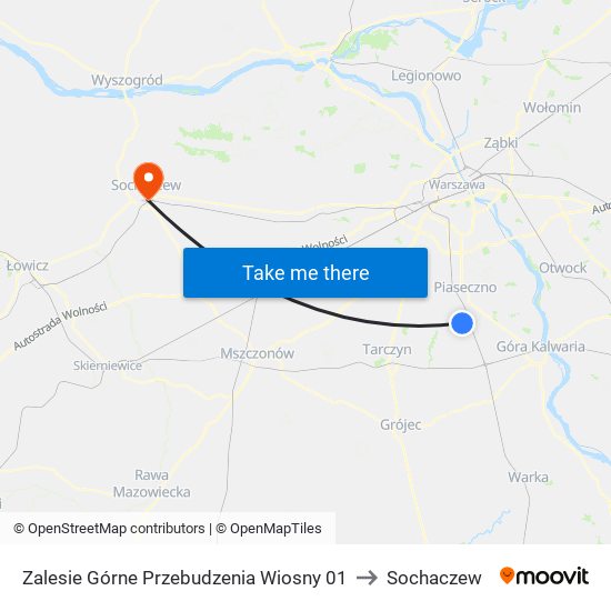 Zalesie Górne Przebudzenia Wiosny to Sochaczew map