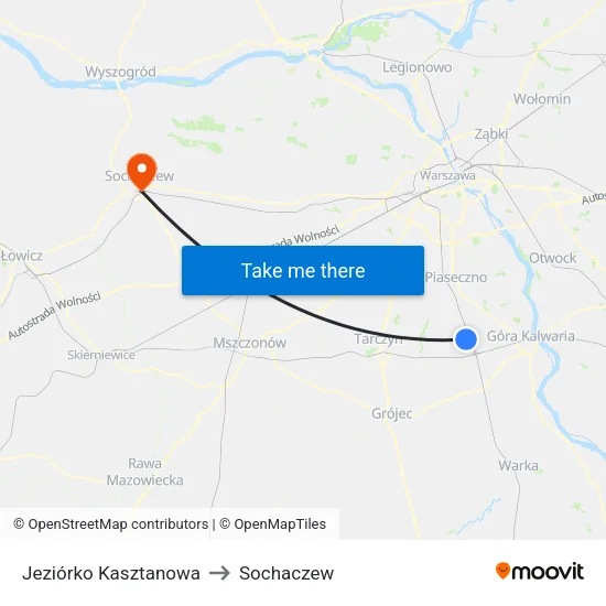 Jeziórko Kasztanowa to Sochaczew map