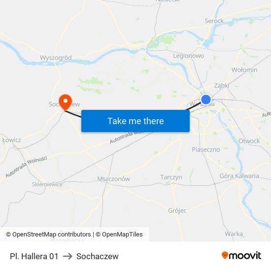 Pl. Hallera 01 to Sochaczew map