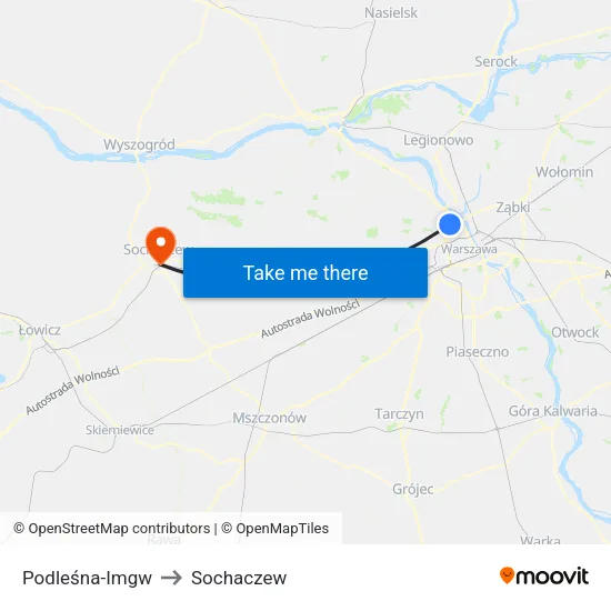 Podleśna - IMGW to Sochaczew map