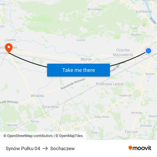 Synów Pułku 04 to Sochaczew map