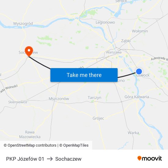 PKP Józefów to Sochaczew map