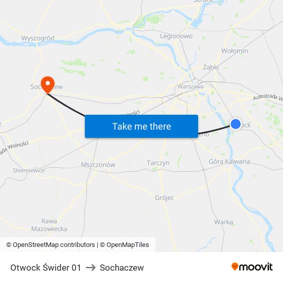 Otwock Świder 01 to Sochaczew map